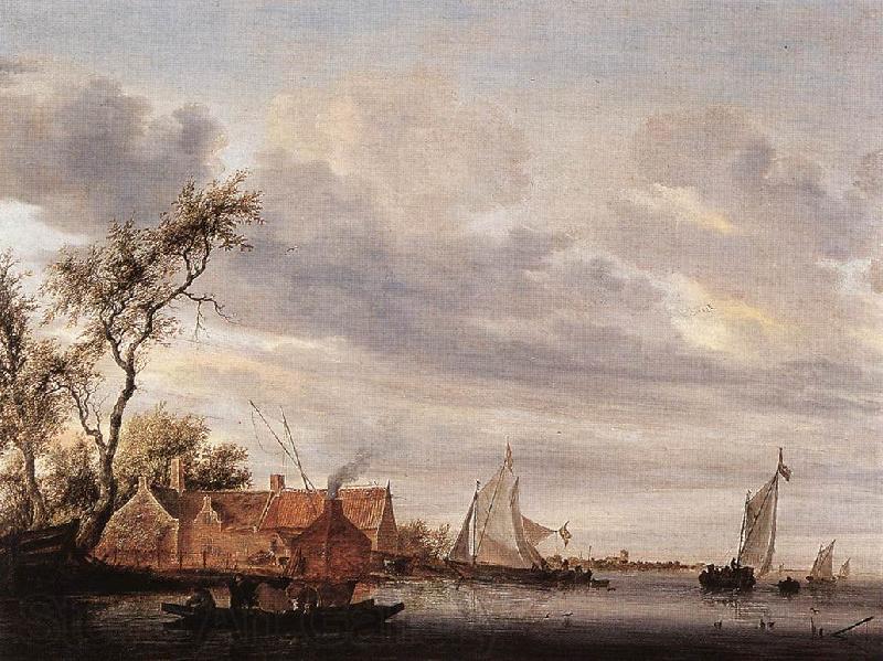 RUYSDAEL, Salomon van River Scene with Farmstead a